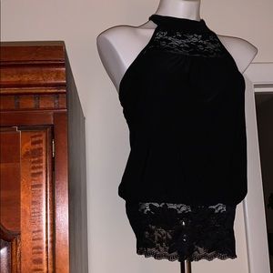 Black lace halter top